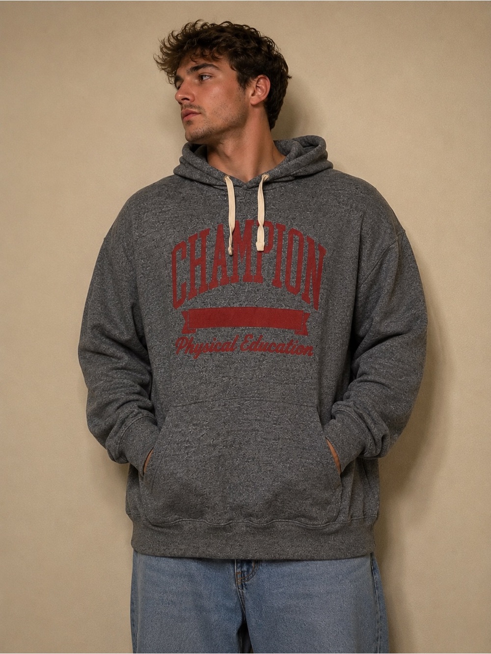 Vintage 90s Y2K Champion Hoodie Gray Heather Men’s XL Physical Education